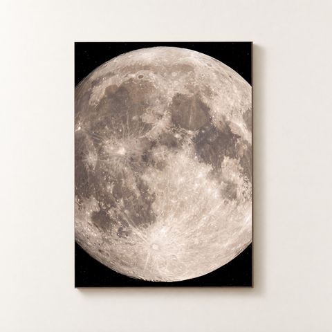 Vorderansicht des Holzposters mit Vollmond und Sternenhimmel